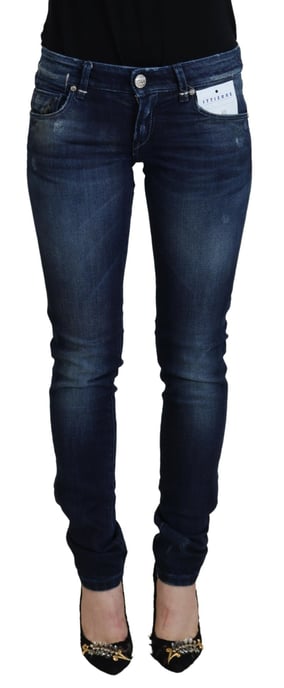 Acht Blauwe Katoenen Lage Taille Slim Fit Dames Casual Denim Damesjeans - Image 1