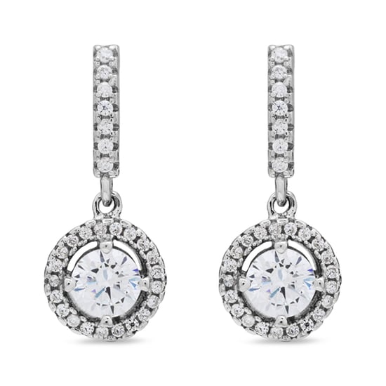Luxenter oorbellen, 925 sterling zilver, gusu en glanzende zirkonia met gerhodineerde afwerking - Image 1