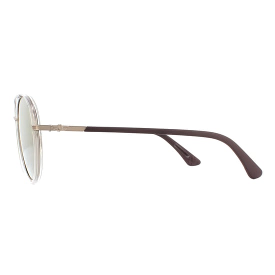 Police Round Mens Light Gold Crystal Grey Brown Gold Mirror Sunglasses