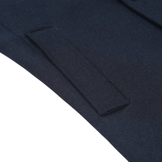 Men's Wool Long Slim Fit Stand-Up Collar Business Coat for Winter Blue