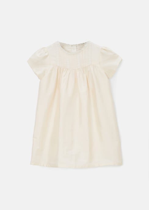 Sofia Ivory Tafetta Lace Trim Dress