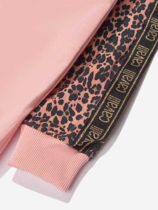 Roberto Cavalli Girls Cotton Leopard Print Logo Hoodie