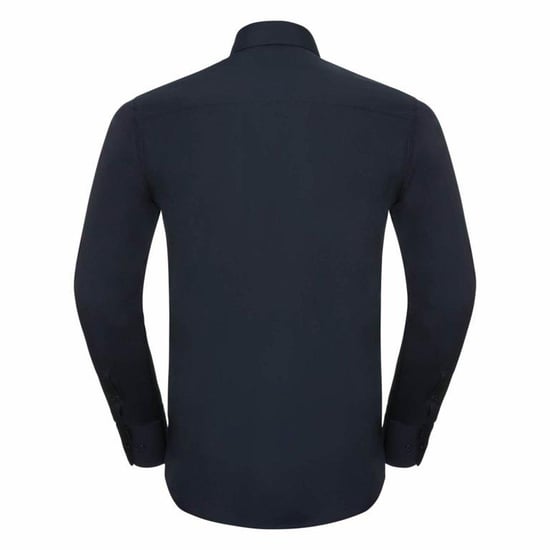 Russell Collectie Heren Lange Mouw Poly-Katoen Gemakkelijke Verzorging op maat gemaakt Poplin Shirt (Franse marine) - Image 2