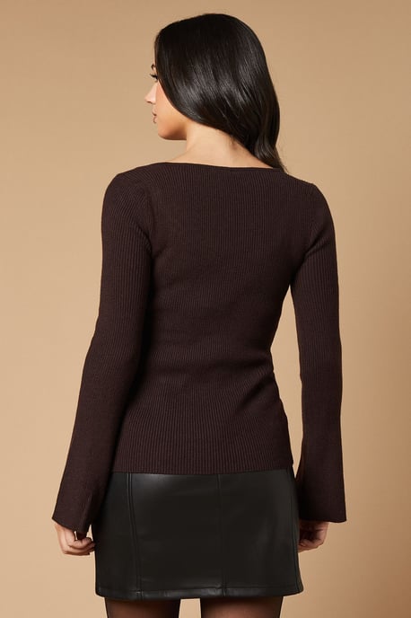 Sweetheart Neck Wide Sleeve Rib Top