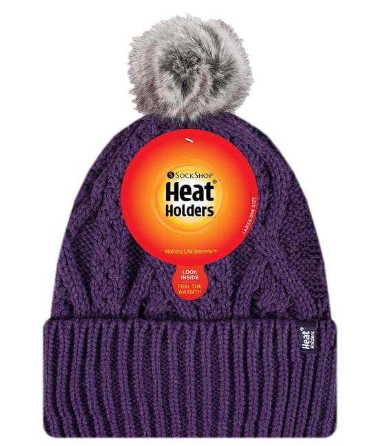 Heat Holders - Pom Pom-muts met boeien voor dames - Paars - Image 2