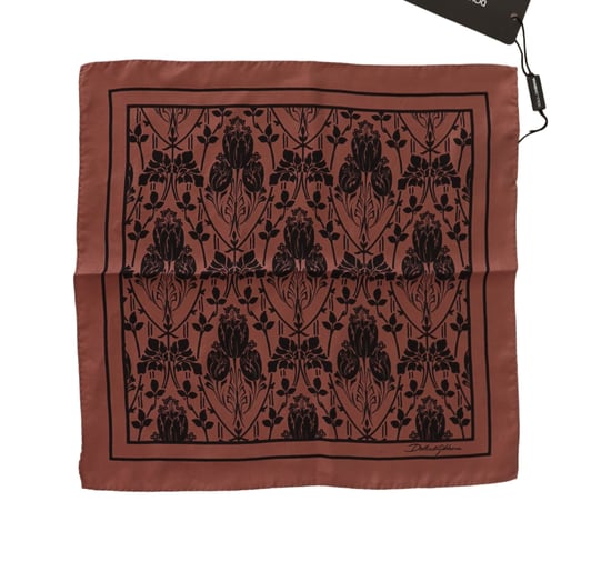 Dolce & Gabbana Men's Brown Floral Silk Square Handkerchief Scarf