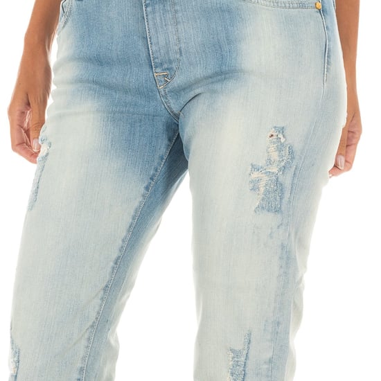 Long denim pants with straight hem cut 10DBF0231 woman