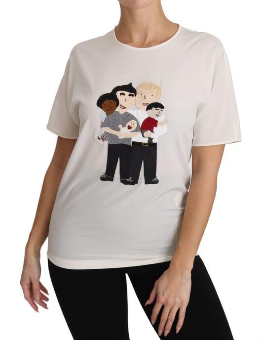 Dolce & Gabbana Dames Witte Zijden Stretch #dgfamily T-shirt - Image 5