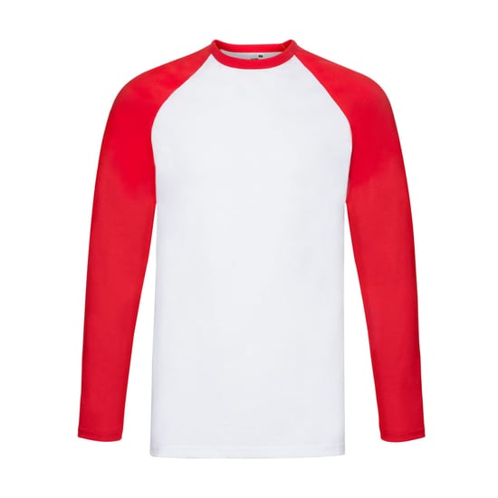 Fruit of the Loom Heren Contrast Honkbal T-shirt met lange mouwen (Wit/rood) - Image 1