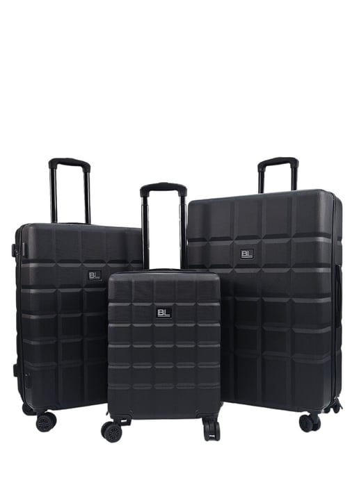 Black Hard Shell Classic 8 Wheel Cabin Luggage Case Travel Suitcases