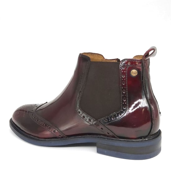 HX London Erith  Leather Cherry Oxblood Mens Brogue Chelsea Boots