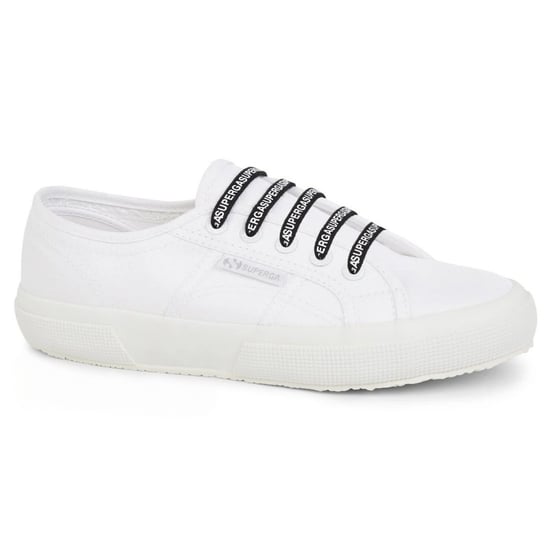 Superga Katoenen schoenveters met logo (Wit/zwart) - Image 1