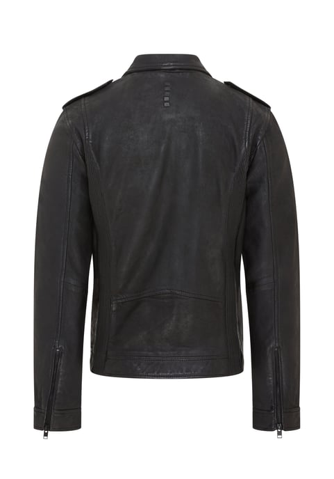 Mens Classic Black Leather Shirt Jacket - Harstad