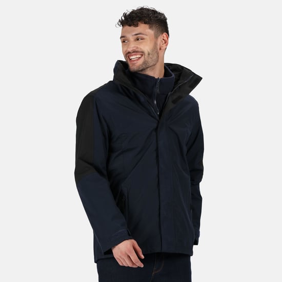 Regatta Mens Defender III 3-in-1 Waterproof Windproof Jacket / Performance Jacket (Navy / Black)
