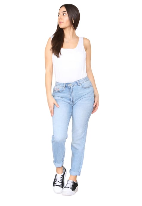 M&Co dames mom jeans met hoge taille, taps toelopende rechte pijpen - Image 1