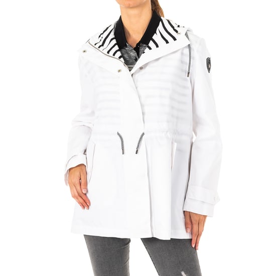 Women's long-sleeved jacket with fixed hood and adjustable drawstring LWO002