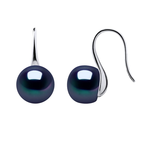 Earrings Hooks Freshwater Pearls 9-10 mm Buttons Black 925