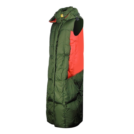 Parajumpers Lory Green Long Hooded Vest Down Jacket
