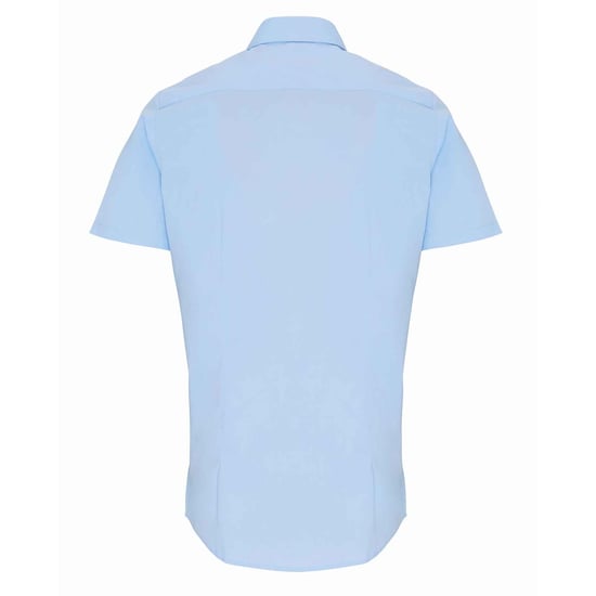 Premier Heren Rekken Pasvorm Poplin Korte Mouwen Shirt (Lichtblauw) - Image 2