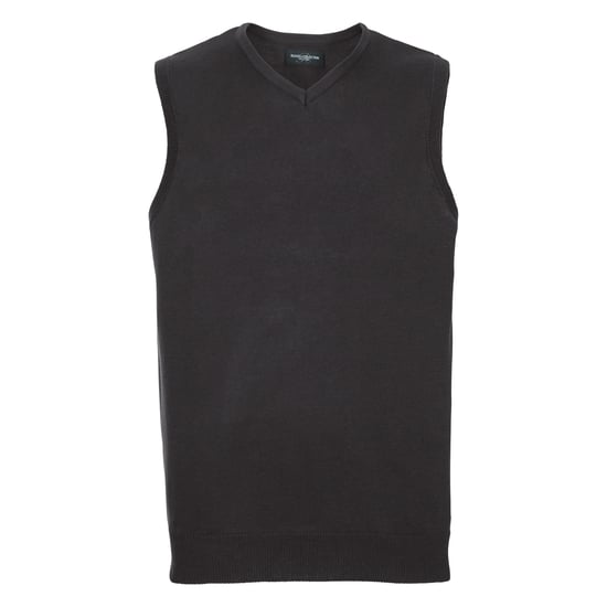 Russell Collectie Heren V-hals Mouwloos Gebreide Trui-trui-top / Trui-trui (Zwart) - Image 1