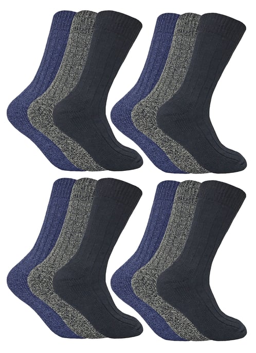 Sock Snob - 12 paar wollen laarzensokken voor heren - Blauw - Image 1