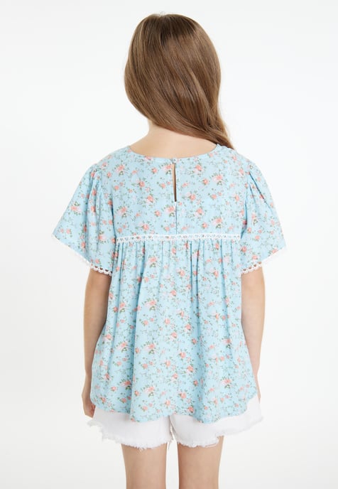 Dreimaster Blouse meisjes (kinderen) Lichtblauwe bloem - Image 4