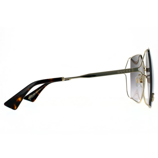 Gucci Square Womens Gold Grey Gradient Sunglasses