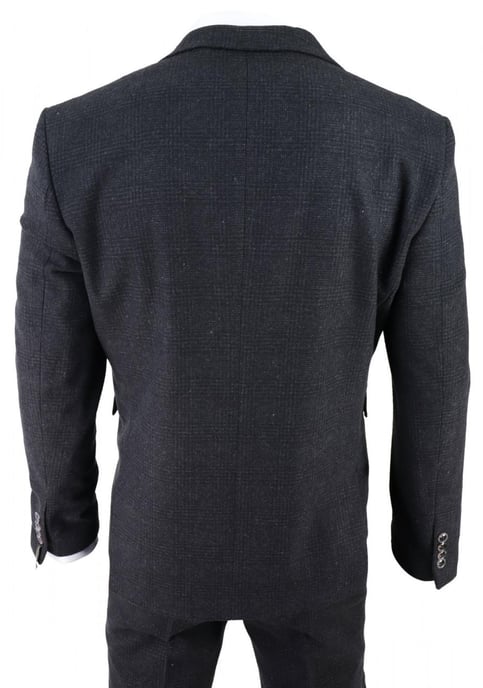 Heren Zwart 3-delig Tweed Pak Peaky Blinders 1920s Gatsby Klassieke Pasvorm - Image 6