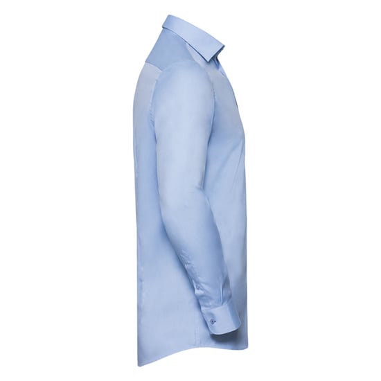 Russell Collection Herenhemd met lange mouwen en contrasterende visgraatmotief (Lichtblauw/Middenblauw/Bright Navy) - Image 3