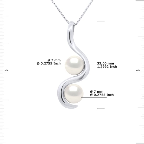 Hanger YOU AND ME 2 gekweekte parels Zoetwater 7-8mm White White Gold - Image 3
