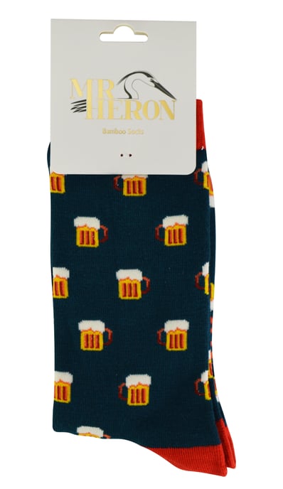 Mr Heron bamboesokken met nieuw patroon voor heren - Bier (Groenblauw) - Image 2