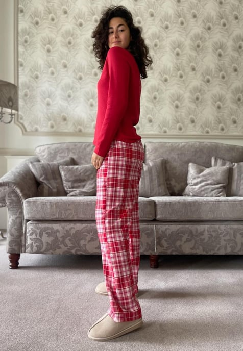 GAP Womens Pyjama Flanellen Slaapset in Rood ruitpatroon - Image 3