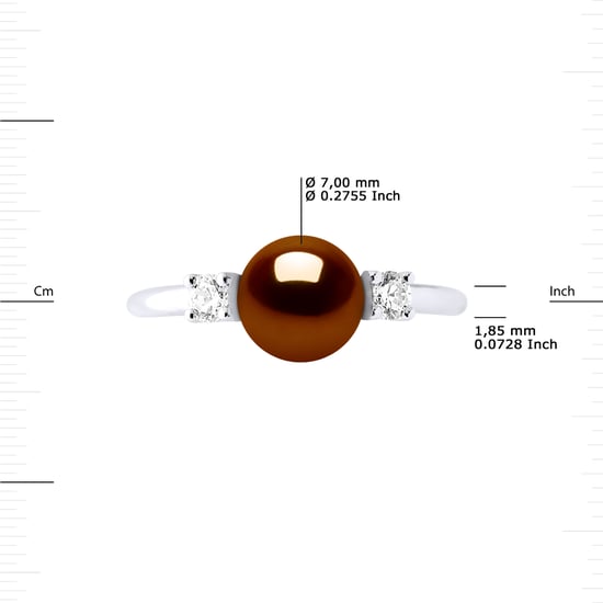 Ring Adjustable Freshwater Pearl 7-8mm Chocolate and oxides of zirconium 925