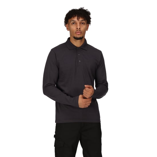 Regatta Mens Pro Long-Sleeved Polo Shirt (Seal Grey)