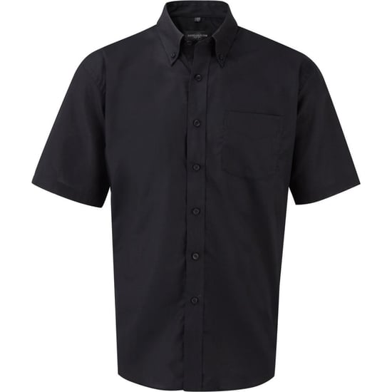 Russell Collectie Heren Korte Mouw Easy Care Oxford Shirt (Zwart) - Image 1