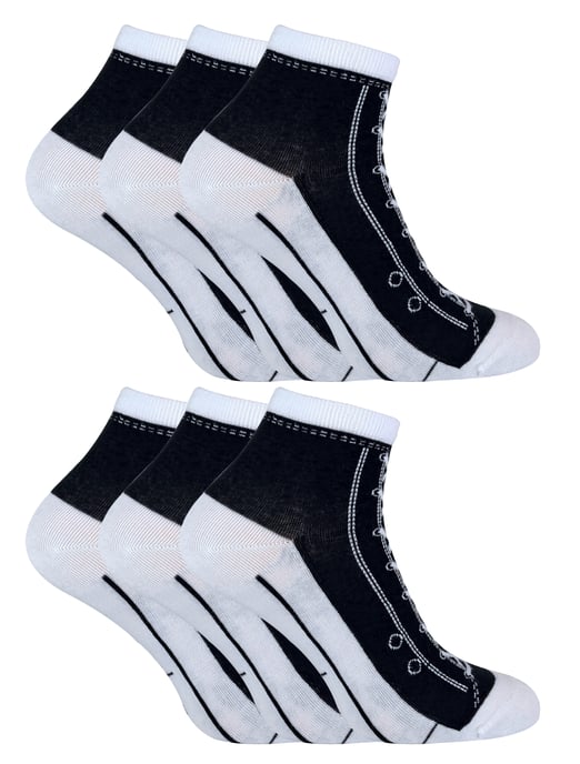6 paar sneakersokken die op schoenen lijken - Zwart - Image 1