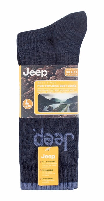 Jeep - 4-pack anti-blaar luxe laarzensokken voor heren - Marine / Denim - Image 2