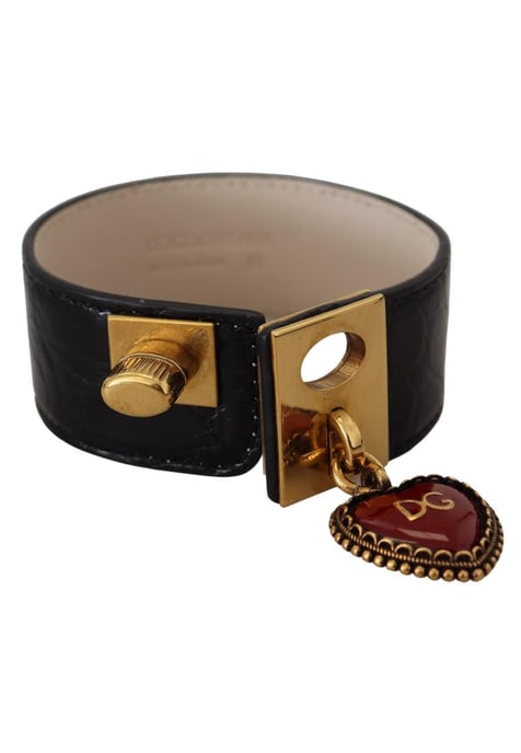 Zwart Lederen Hart Sleutelhanger Armband - Image 3