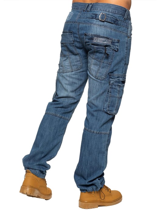 Enzo | Heren Combat Denim Jeans - Blauw - Image 3