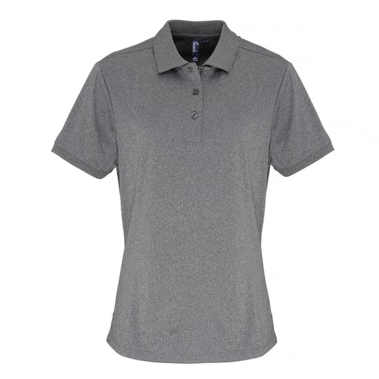 Premier Dames/dames Coolchecker korte mouw Pique Polo T-Shirt (Grijze Melange) - Image 1