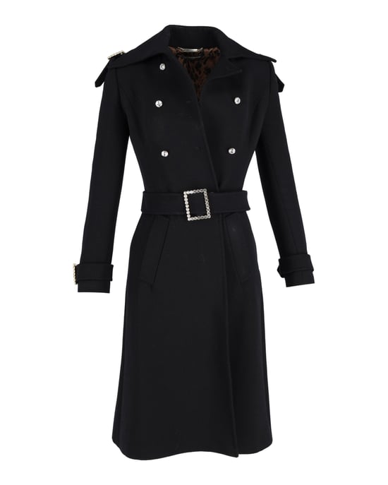 Dolce & Gabbana Double-breasted Jas met Riem in Zwart Wol - Image 1