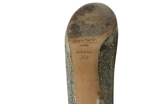 Jimmy Choo Metallic Luna Open Toe Pumps in Goud Leer - Image 6