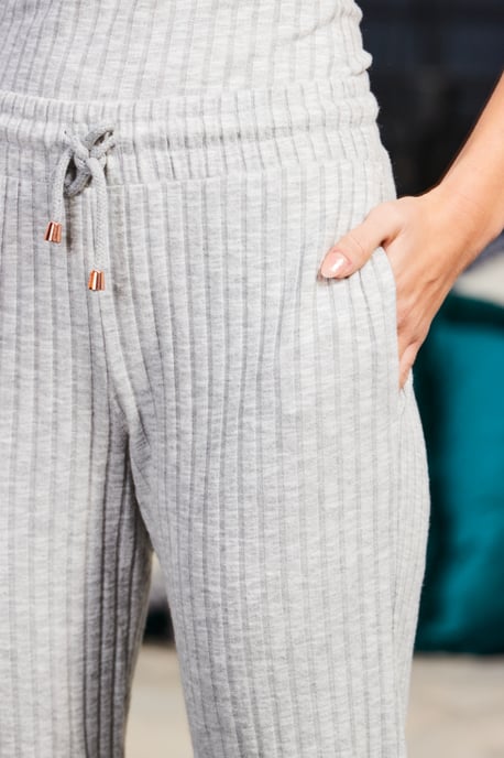 Grey Marl Rib Slim Leg Loungewear Joggers