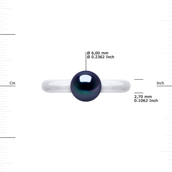 Rush Ring Adjustable Freshwater Pearl Round 6-7 mm Black 925