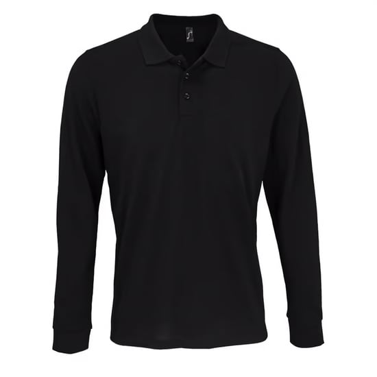 SOLS Unisex poloshirt met lange mouwen van katoen voor volwassenen (Zwart) - Image 1