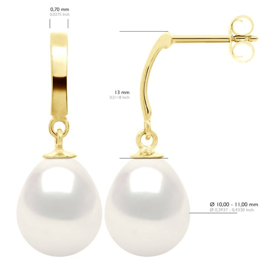 Oorbellen in Geel Goud 375 en Echte Gecultiveerde Zoetwater Parel Parels 10-11 mm - Image 2