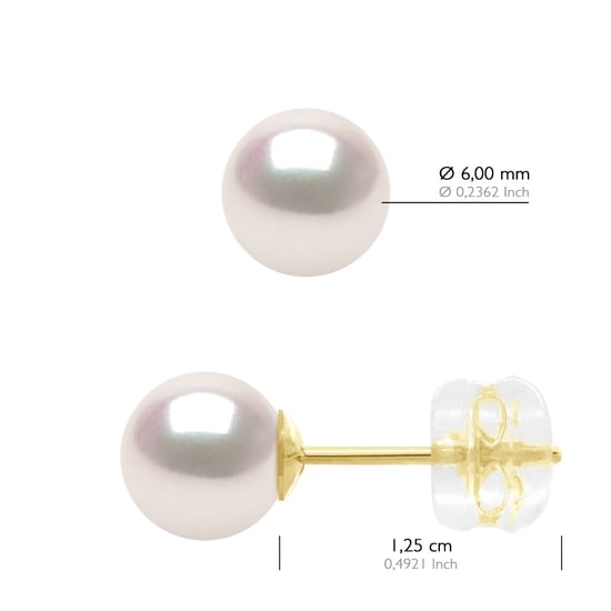 Oorbellen in Geel Goud 750 en Echte Cultuurparels Akoya Japanse Gecertificeerde Rond 6-7 mm - Image 2