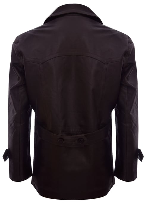 Cow Hide Dr Who Naval German Pea Coat Leather Jacket