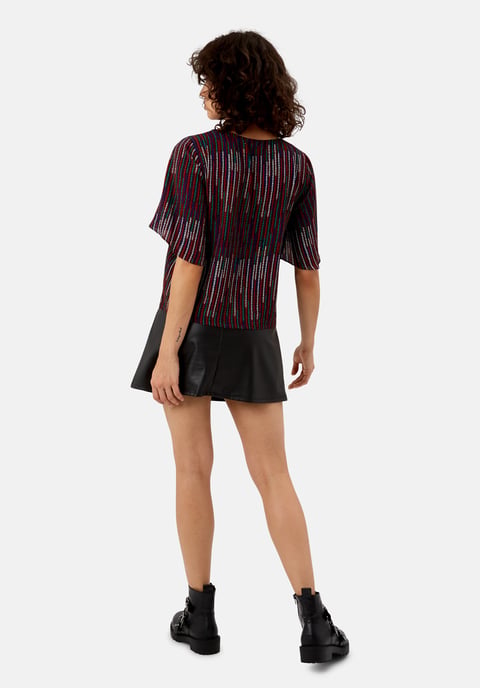 Whisper Printed Top in Red and Green