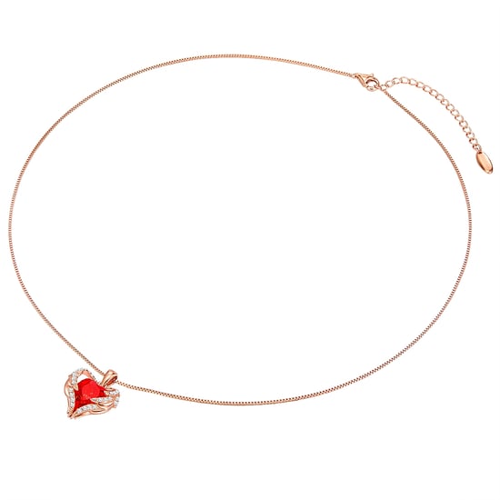 Necklace with pendant sterling silver rose gold embellished with swarovski crystals® light siam white Rafaela Donata - Image 2